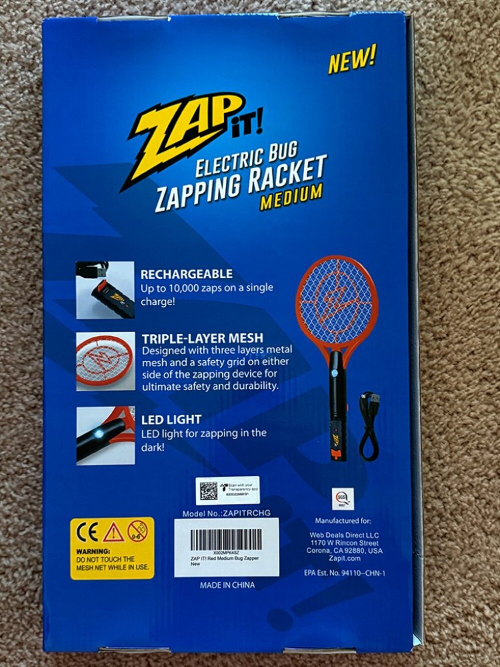 Zap It!: Bug Zapper Rechargeable Racket - Picture 3 of 9